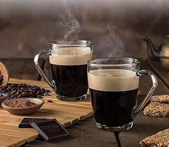 Syanka Italian Premium Glass Coffee Mug Tea Cups Set of 6 - 215 ML, Transparent, Glass Cups Set for Tea, Coffee, Green Tea, Herbal Tea, Lemon Tea, Milk Cup, Hot/Cold Drinks Cups