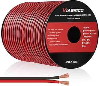16AWG 50FT 2-Conductor Red Black Wire for LED Lighting Strips - Flexible 16 Gauge Copper-Clad Aluminum 12V/24V DC