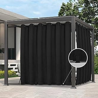 Easy-Going Outdoor Curtains Waterproof Windproof Weatherproof Curtain for Patio, Cabana, Porch, Pergola and Gazebo, Grommet Top and Tab Bottom Drape, 1 Panel, 110x84 inch, Black