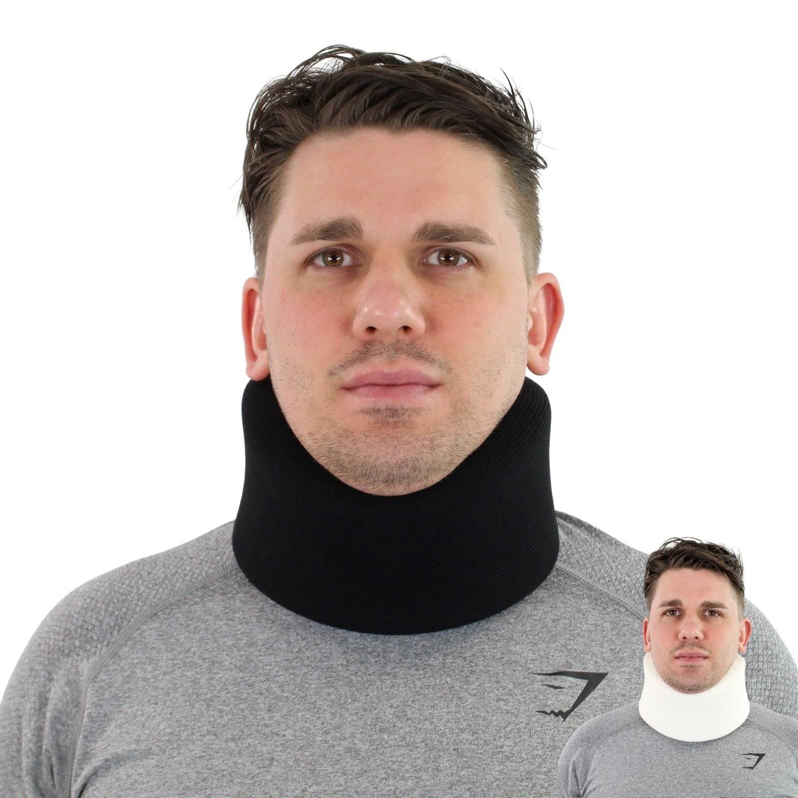 Solace Bracing Perfect Fit Neck Support (2 Colours) - British Made & NHS Supplied Stabilising Neck Collar - #1 Cervical Neck Brace for Pain & Pressure Relief Day or Night - Black, Size 7 (19" x 2.5")