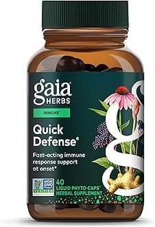 Gaia Herbs Quick Defense - Fast-Acting Immune Support Supplement* - Echinacea, Black Elderberry, Ginger & Andrographis - 40 Vegan Liquid Phyto-Caps (20 Servings)