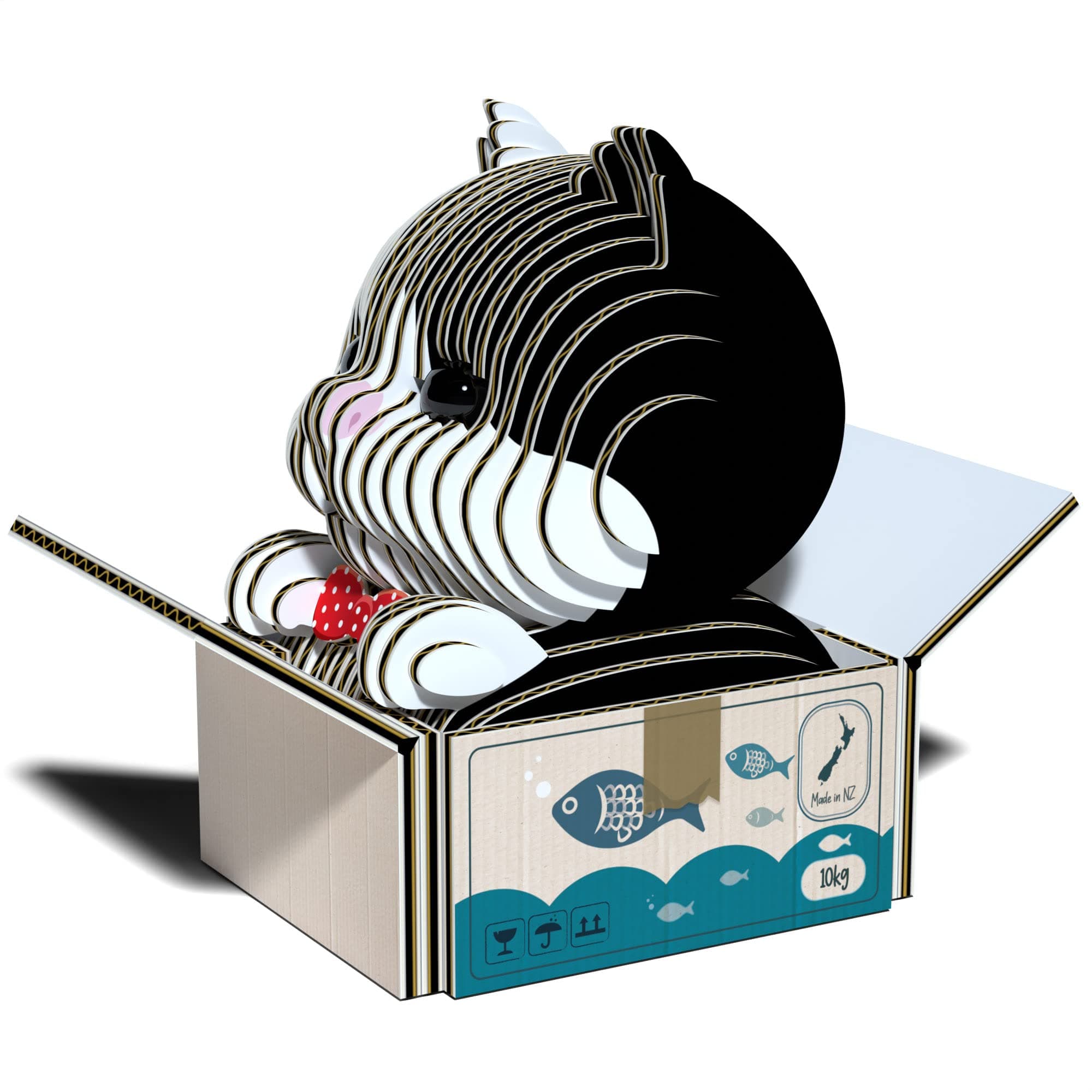 Cat - Tuxedo 3D Puzzle, 32 Piece Eco-Friendly Educational Learning Puzzles for Kids 6+