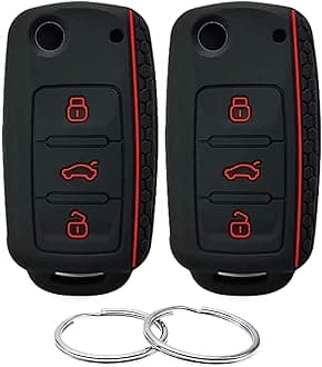 Silicone Rubber Key Fob Cover Compatible with 2006-2015 VW Volkswagen Beetle CC Eos GTI Golf Jetta Passat Rabbit Tiguan Touareg NBG735868T HLO1J0959753AM HLO1J0959753DC NBG0100180T