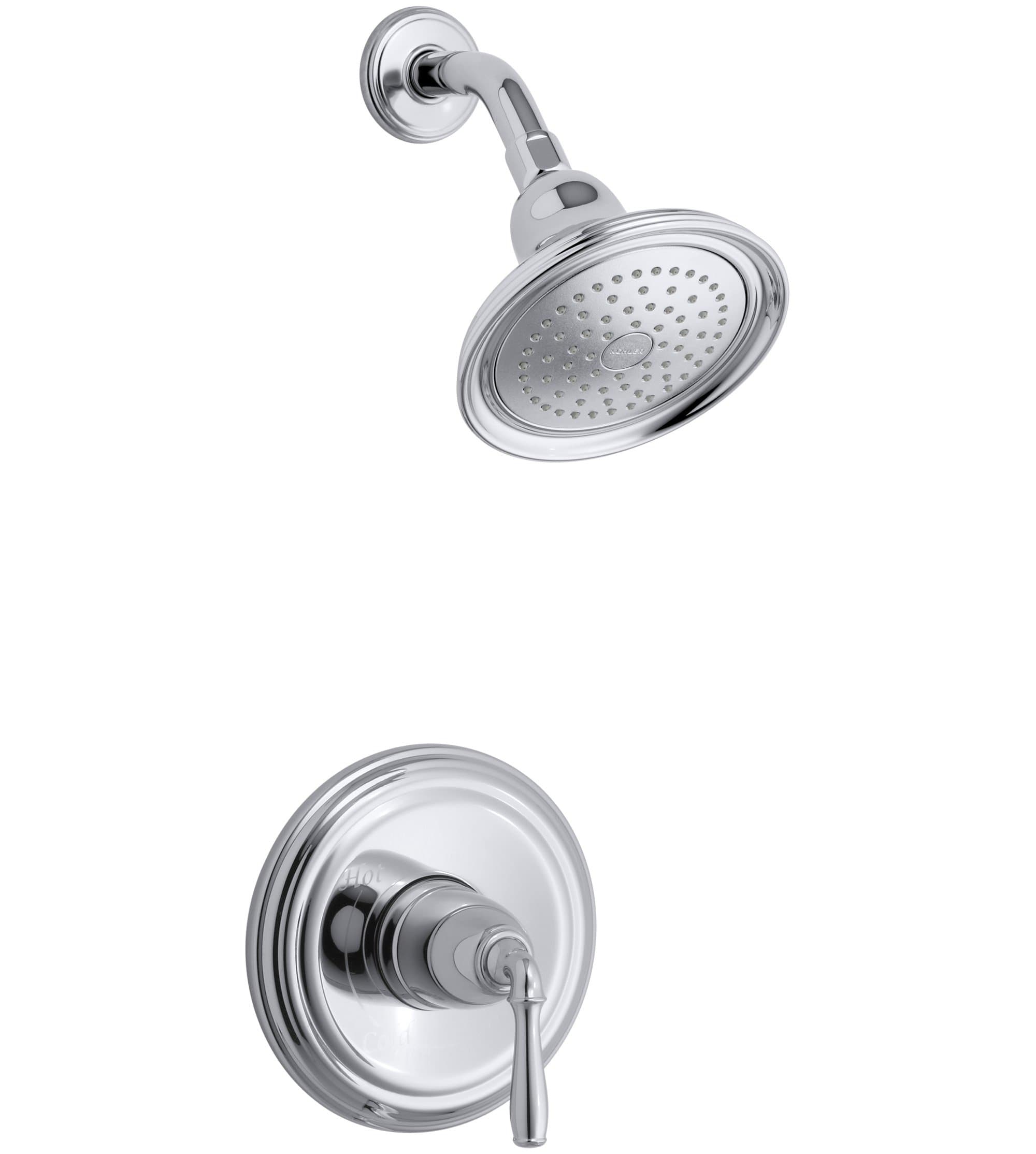 Kohler TS396-4-CP Devonshire(R) Rite-Temp(R) Shower Valve Trim with Lever Handle And 2.5 gpm Showerhead, Polished Chrome