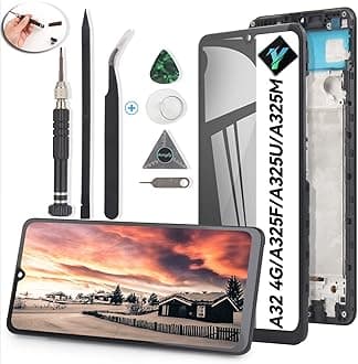 Display for Samsung Galaxy A32 4G Screen Replacement LCD for Samsung A32 4G A325F A325U A325M A325N Touch Screen Internal Digitizer Replacement Assembly with Tools(Black with Frame)