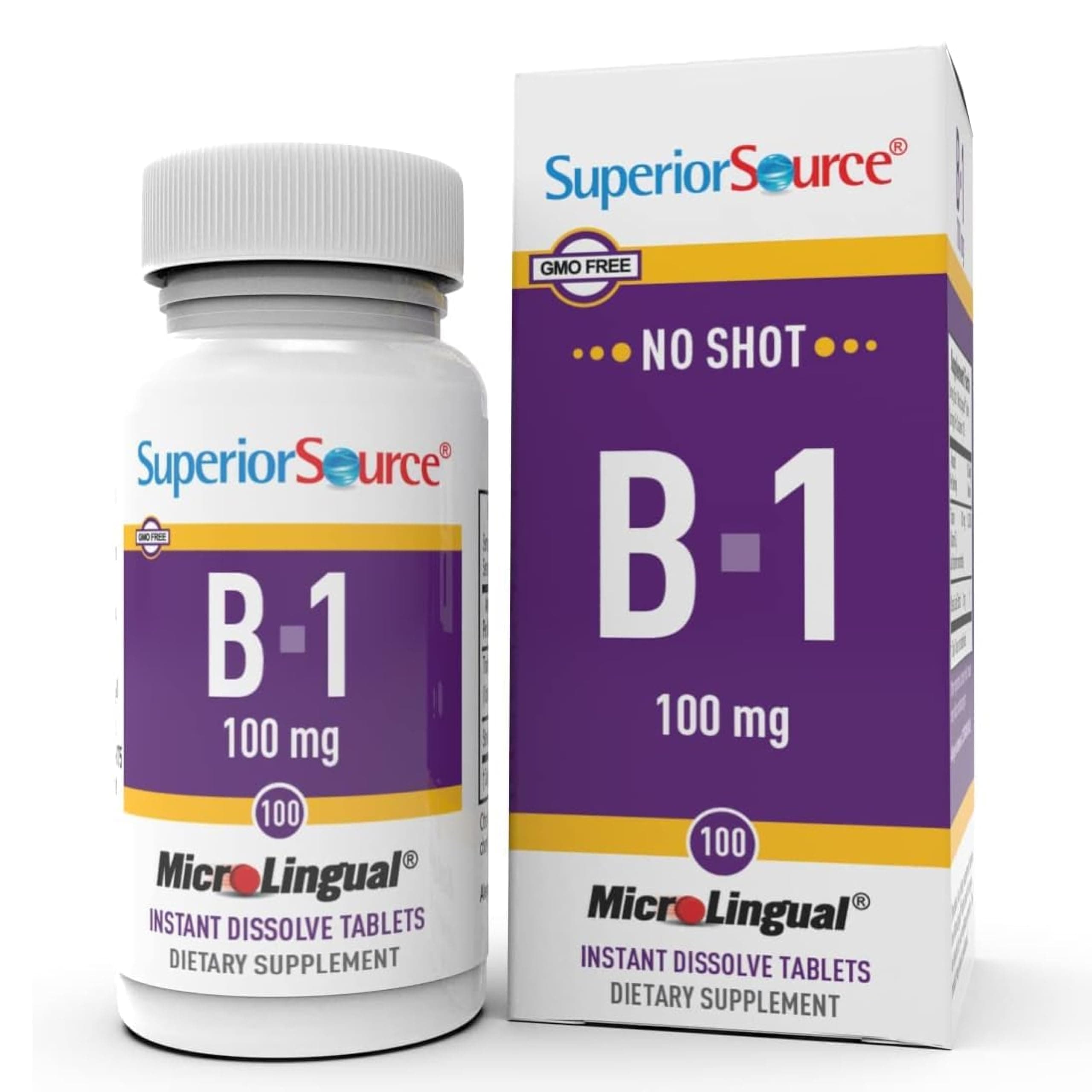 B-1 100 mg - Vitamin B Supplement Supports Healthy Energy & Growth - Nervous & Digestive System Support Formula with Thiamin - 100 Sublingual Dissolving Tablets