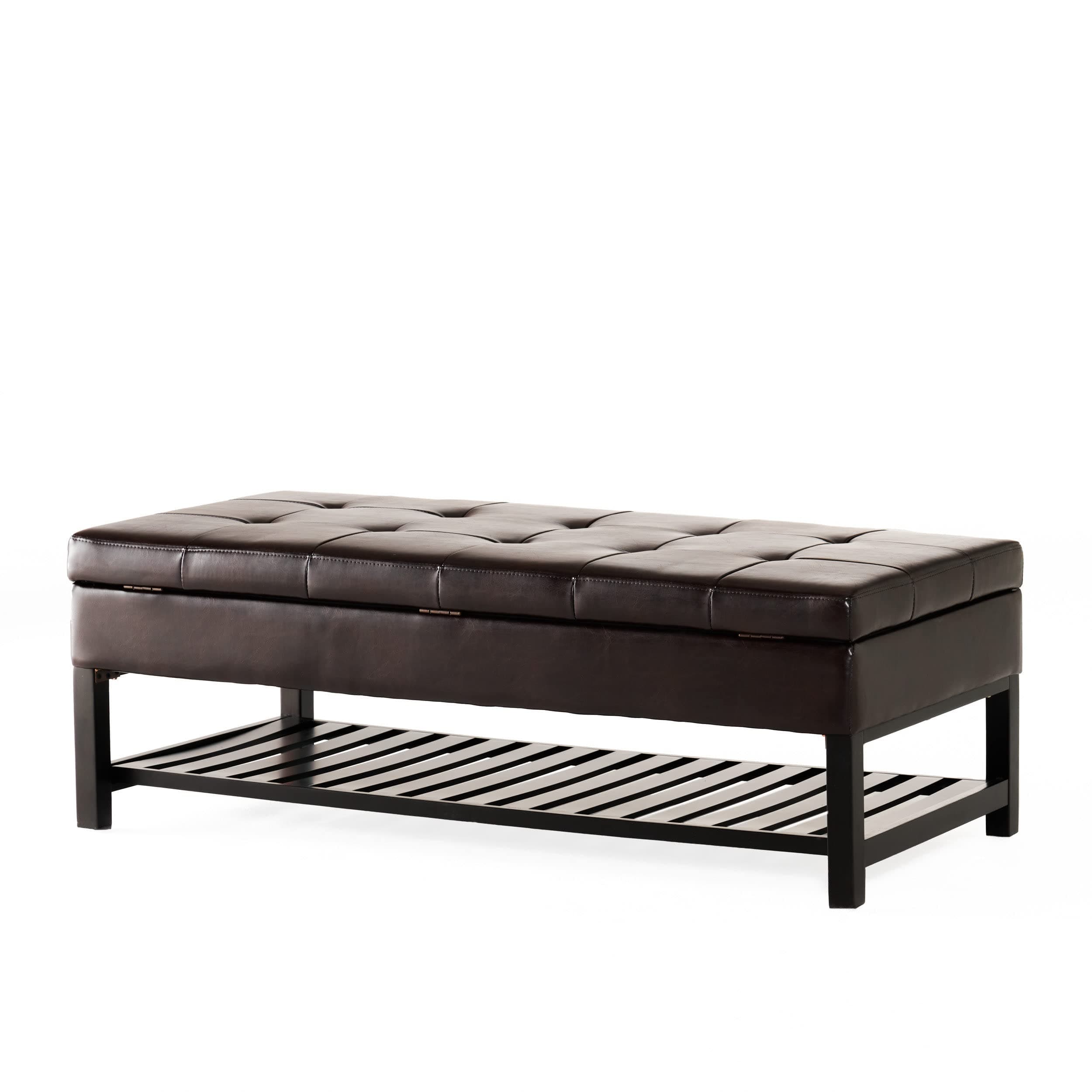 Christopher Knight Home Miriam Ottoman with Storage and Bottom Rack, Espresso