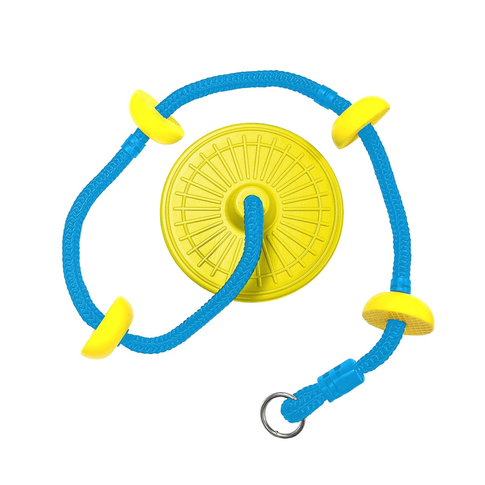 Climbing Rope with Platforms Tree Swing for Kids Disc Swing Seat Set Outdoor Backyard Playground Accessories Including Bonus Hanging Strap & Carabiner