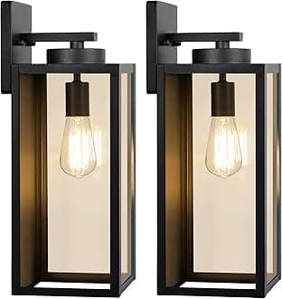 Large Size Outdoor Wall Light Fixtures, Exterior Lighting Fixtures Porch Sconces Wall Mounted, Waterproof Black Outdoor Wall Lanterns Lamps, Outside Lights for House Patio Front Door Entryway, 2-Pack