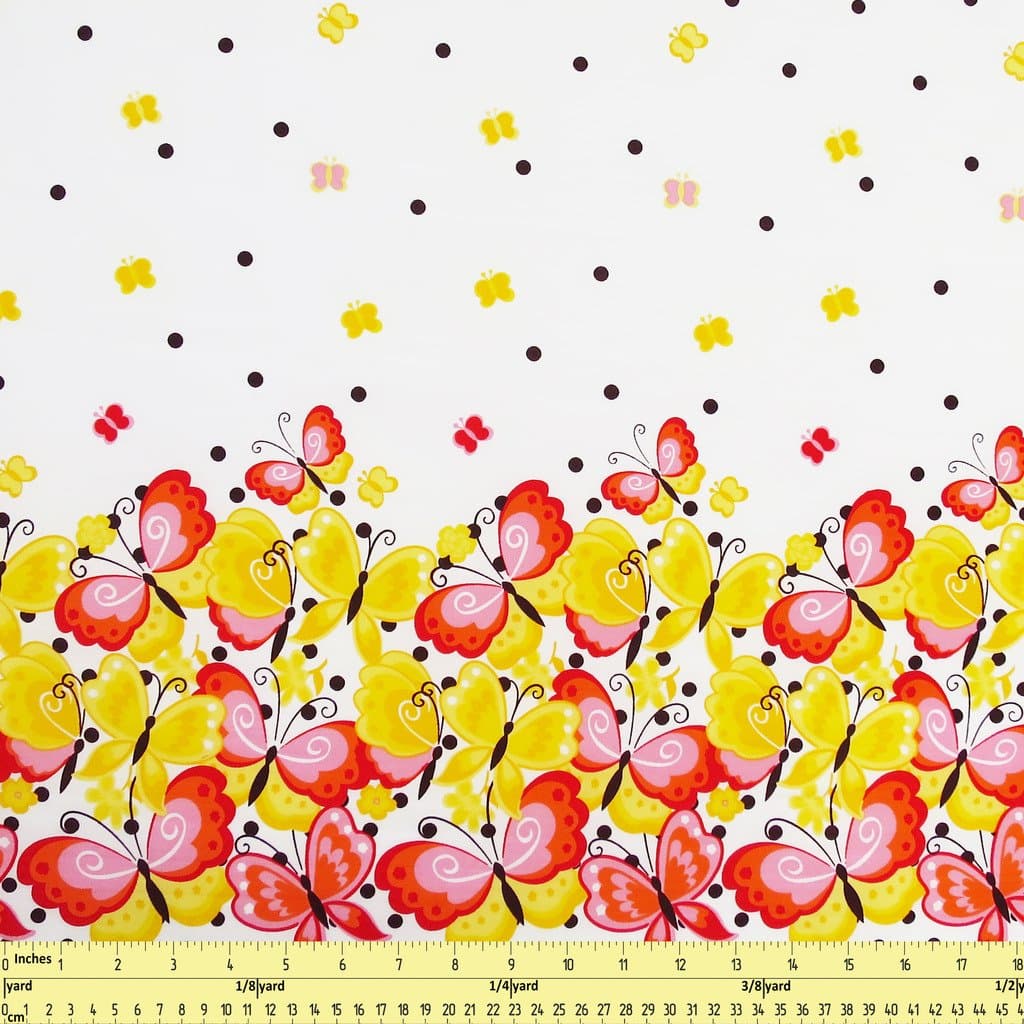Butterfly Print Orange Sewing Cloth Fabric