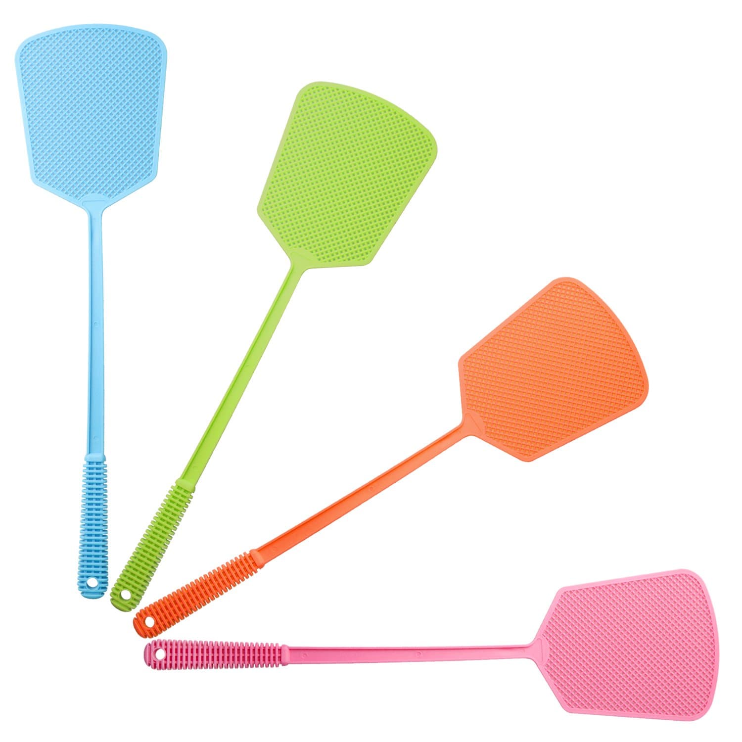 Fly Swatter, Manual Swat Pest Control with Plastic Long and Comfortable Handle, 4-Sweet-Colors in one Pack