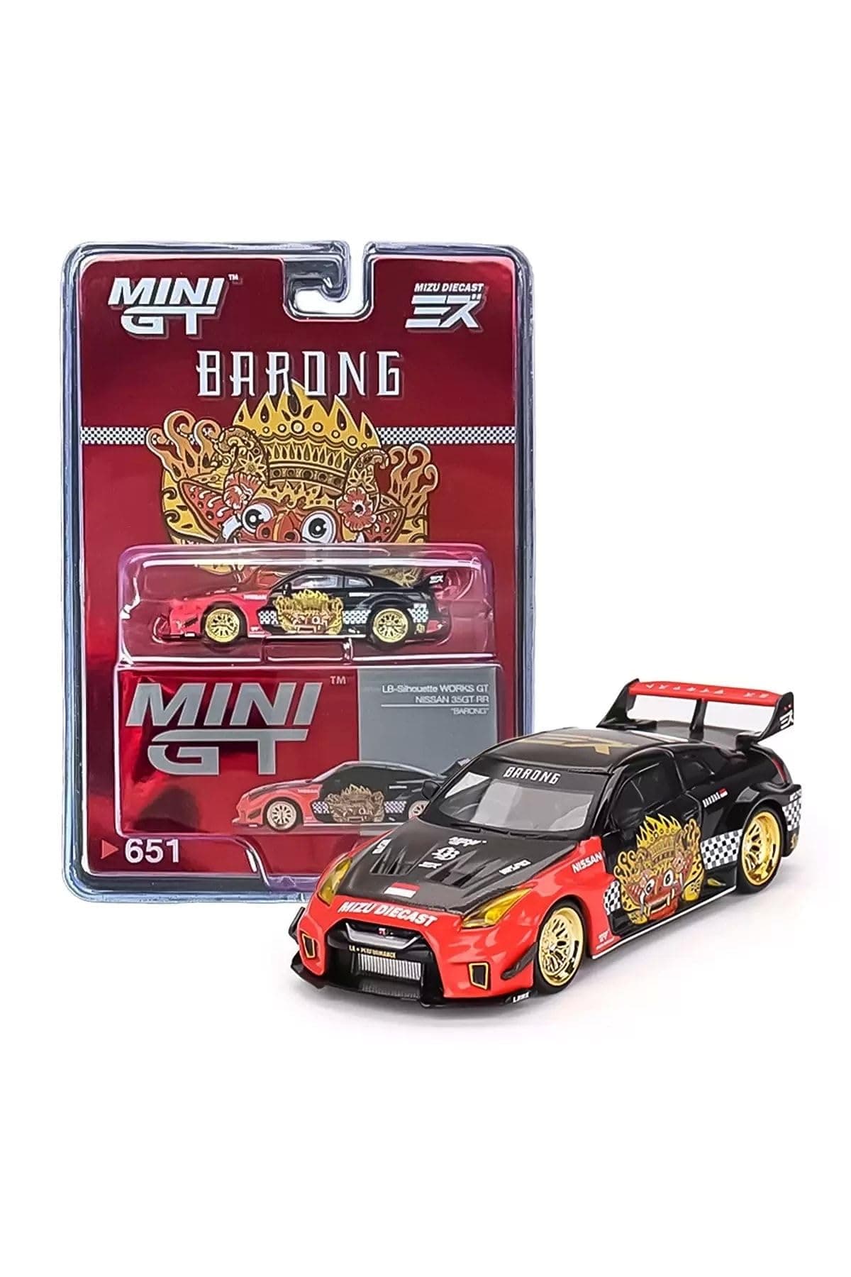 MINI GT True Scale Miniatures Model Car Compatible with LB-Silhouette Works GT Nissan 35GT-RR Ver.1 “Barong x MIZU 1/64 Diecast Model Car MGT00651