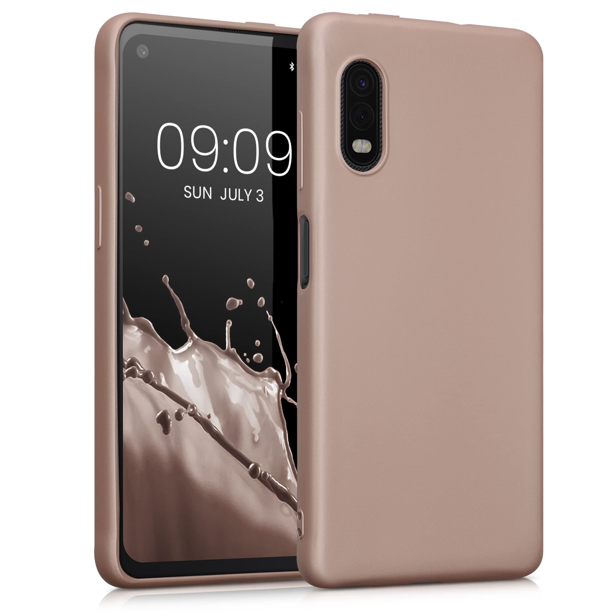 kwmobile Case Compatible with Samsung Galaxy Xcover Pro Case - Soft Slim Metallic TPU Silicone Cover - Metallic Rose Gold