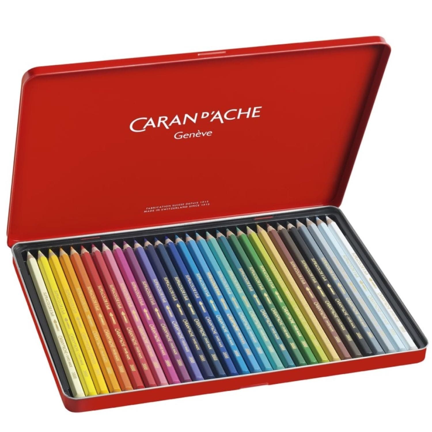 Caran Dache Metal tin with 30 assorted colours