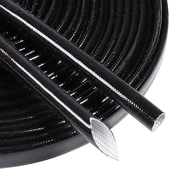 Silicone Fiberglass Sleeve Heat Shield Wire Protective High Temperature Electrical Insulation Self-extinguishing Black (3/8"-16ft)
