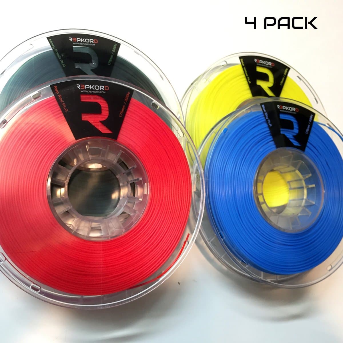 MAX 3D Printer Filament USA Made PLA RigbyPak 1.75mm PLA, Makerbot Compatible 4 x 1lb spools / 4lb Total Red Green Blue Yellow (Pack of 4)