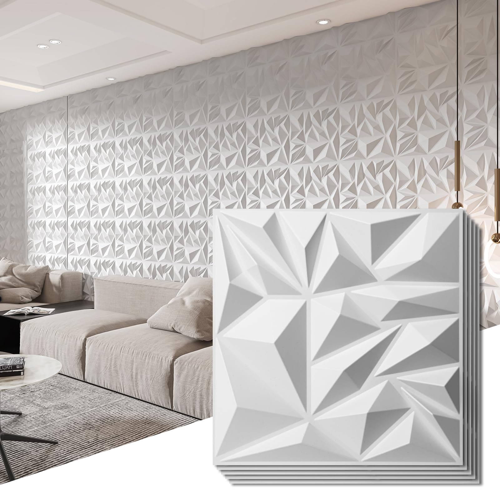 33 Pieces 3D Wall Panels White PVC 3D Wall Decor Panels - Backdrops for Home, Store, Office, TV Walls, Free DIY, Easy Installation - 30x30 CM, Model # A10342