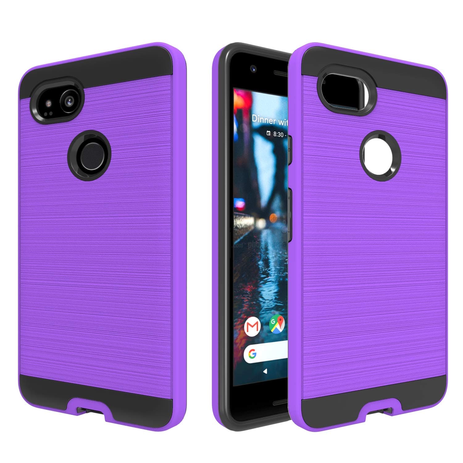 Ayoo Pixel 2 Case,Google Pixel 2 Case,Google Pixel 2 Phone Cases (Not Fit Pixel 2XL), [Drop Protection] Brushed Texture Full-Body Shockproof Protective Cover Design for Google Pixel 2-ZS Purple