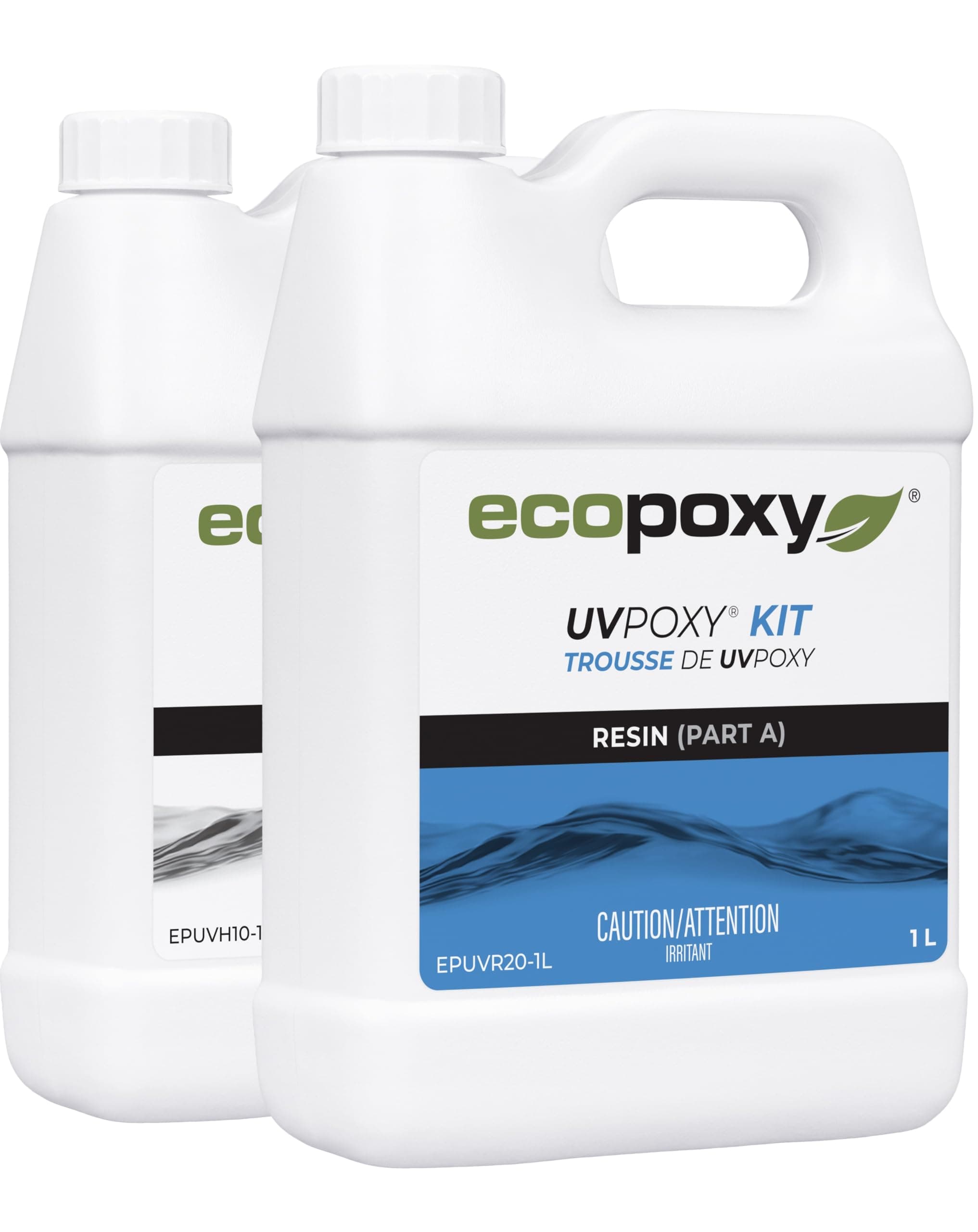 EcoPoxy UVPoxy Table Top Coating & Art Epoxy Resin Kit - 67.63 FL Oz / 2L: Fast-Curing, UV/Yellowing Resistant, Water-Clear, Bio-Based Resin | Self-Leveling, High-Gloss Epoxy for Table Tops & Arts