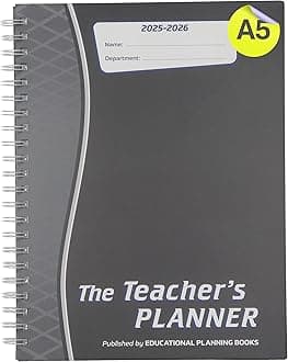 The Teachers Planner 2025-26 | (A5, 6 Periods) | Page-a-Day & Undated, with Dedicated Pages for Year Planning, Exams, Marking, Contacts, and more - Charcoal (TP9-C)