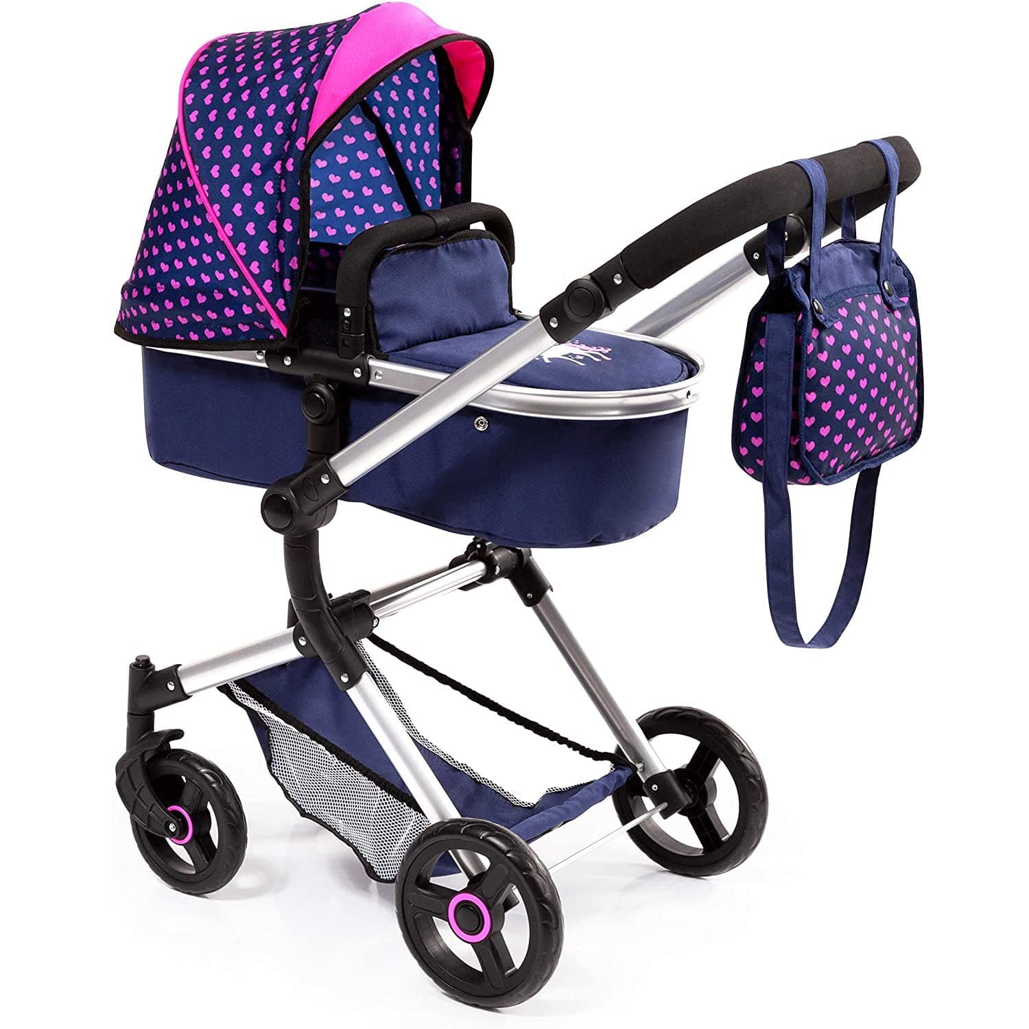 Vario Doll Stroller, Convertible Doll Pram with Adjustable Reversible Handle, Holds Dolls up to 52 cm, for Ages 8 Plus