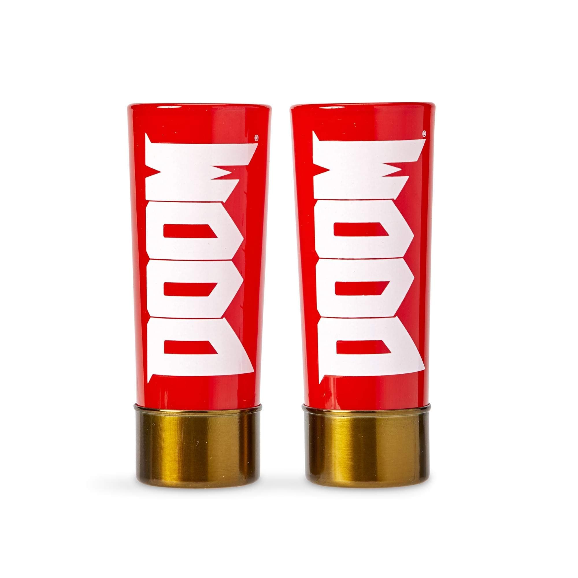 DOOM Shotgun Shell Shot Glasses - Two 2oz Drinking Glass Set - Funny Unique Novelty Bullet-Shaped Wine, Whiskey, Liquor Cups - Cool Stuff For Men, Women, Birthday, Christmas, Video Gamer Gift Ideas