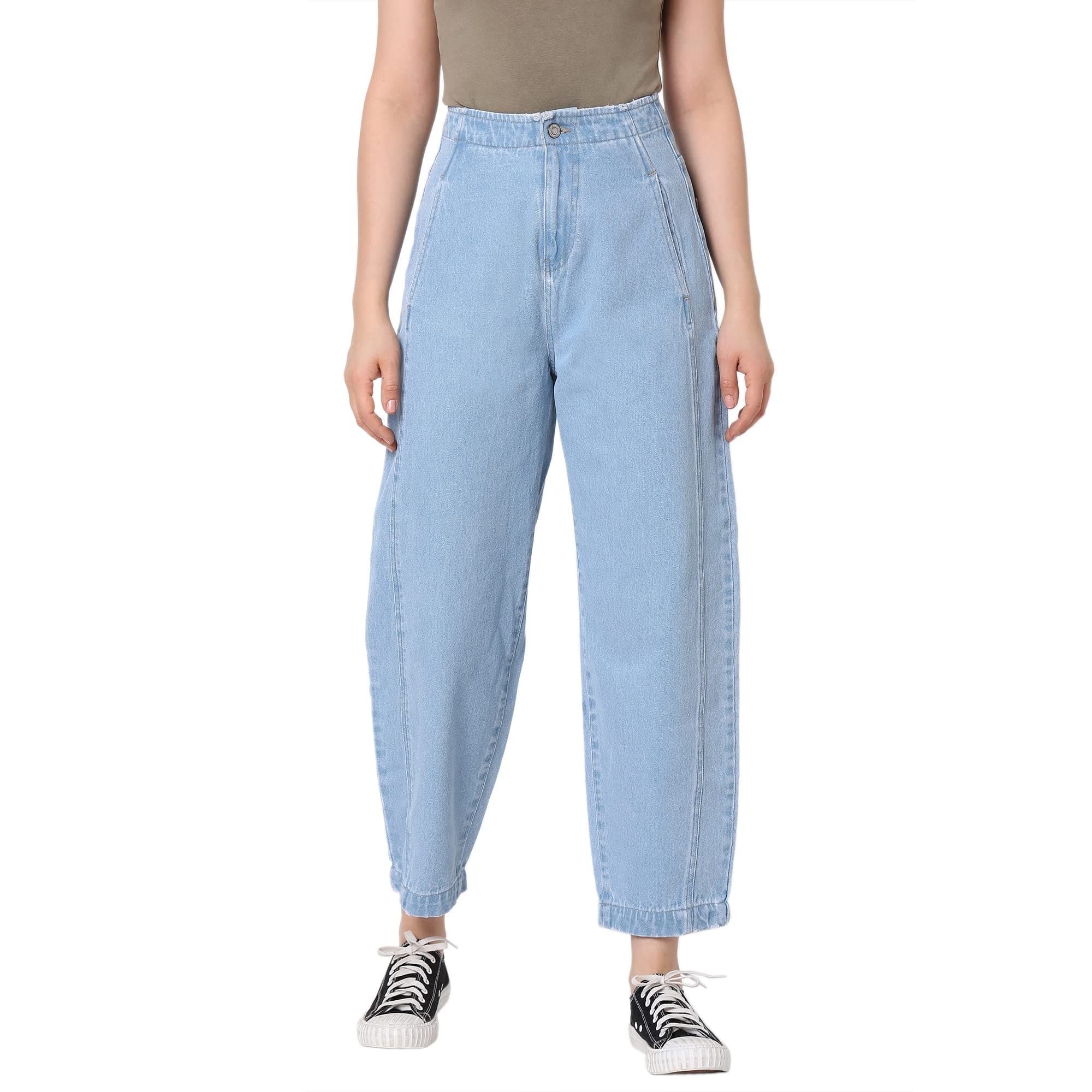 Mid Rise Pocket in Front Panel Balloon Fit Jeans