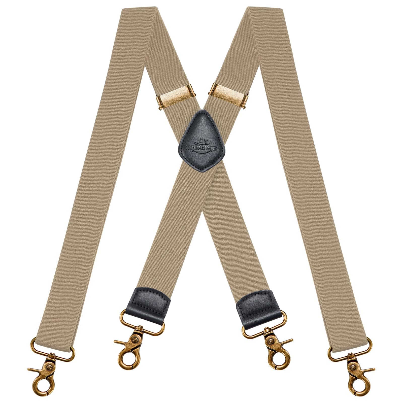 Mens Braces for Trousers with Strong 4 Hook-Clips, Vintage Suspenders Braces for Men & Women Heavy Duty Elastic Adjustable X Shape