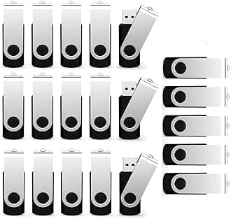 USB Flash Drive 1GB 20 Pack, Bulk USB 2.0 Flash Drives Thumb Drive Swivel Memory Stick Jump Drive Pen Drive,1 gig 20 Pieces
