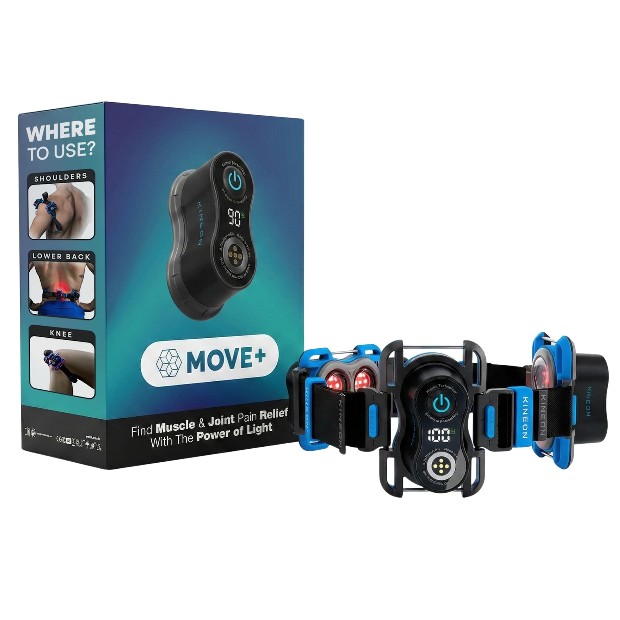 Kineon Move+ Red Light Therapy Wrap – LED Light Therapy for Targeted Muscle Recovery, Inflammation, Joint Health & Mobility - Portable & Hands-Free Infrared Light Therapy for Body