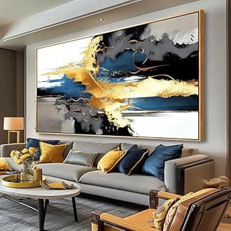 Wall Art Abstract Wall Art Prints Canvas Painting Black Yellow Blue Modern Large Artwork for Living Room Bedroom Office Home Decor 30"x60" with Framed