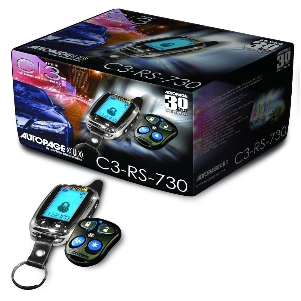 AutoPage C3-RS730LCD 4-Channel 5-Button Chrome LCD Alarm with Remote Car Starter