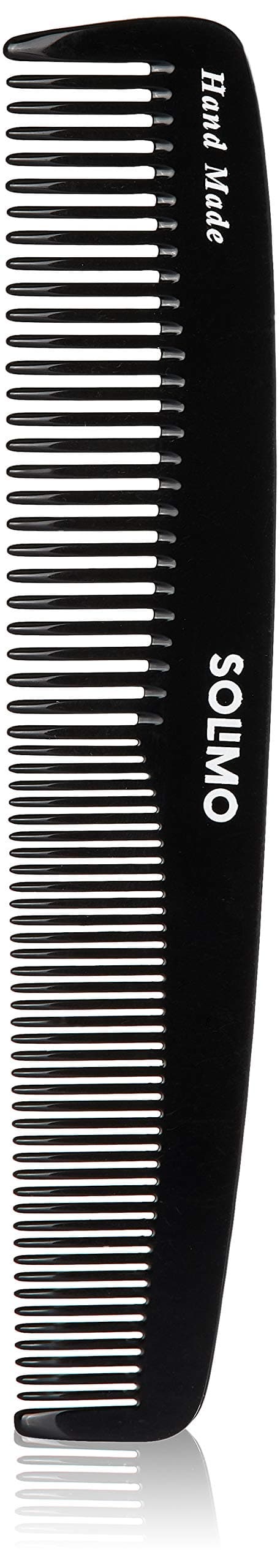 Amazon Brand - Solimo Handmade Black Curved Fine-Tooth Comb, 19 cm x 4 cm