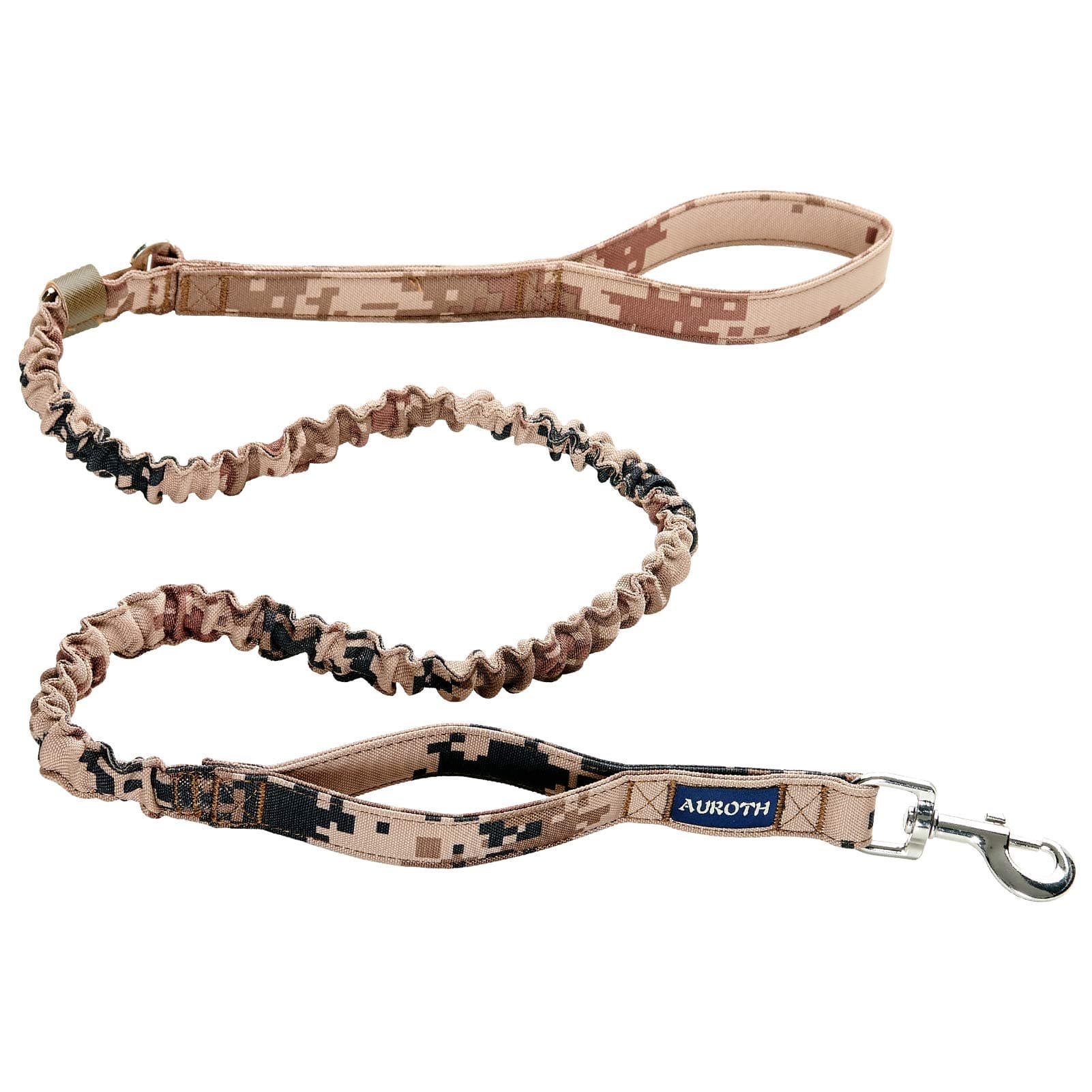 AUROTH Heavy Duty Dog Leash - Bungee, No Pull for Shock Absorption, Desert Camo for Medium Large Breeds, 6FT, 2 Padded Handles