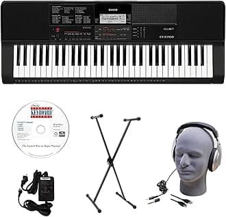 Casio CT-X700 EDP Educational Keyboard Pack with Power Supply, Stand, Headphones, USB Cable, and Instructional Software (CAS CTX700 EDP)