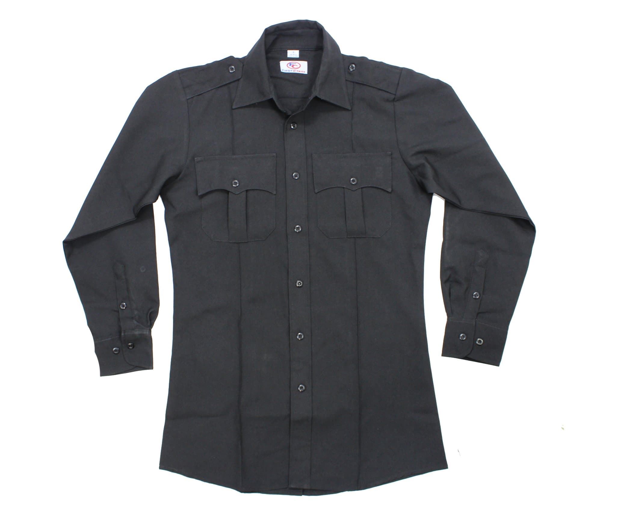 First Class100% Polyester Long Sleeve Men's Uniform Shirt Black