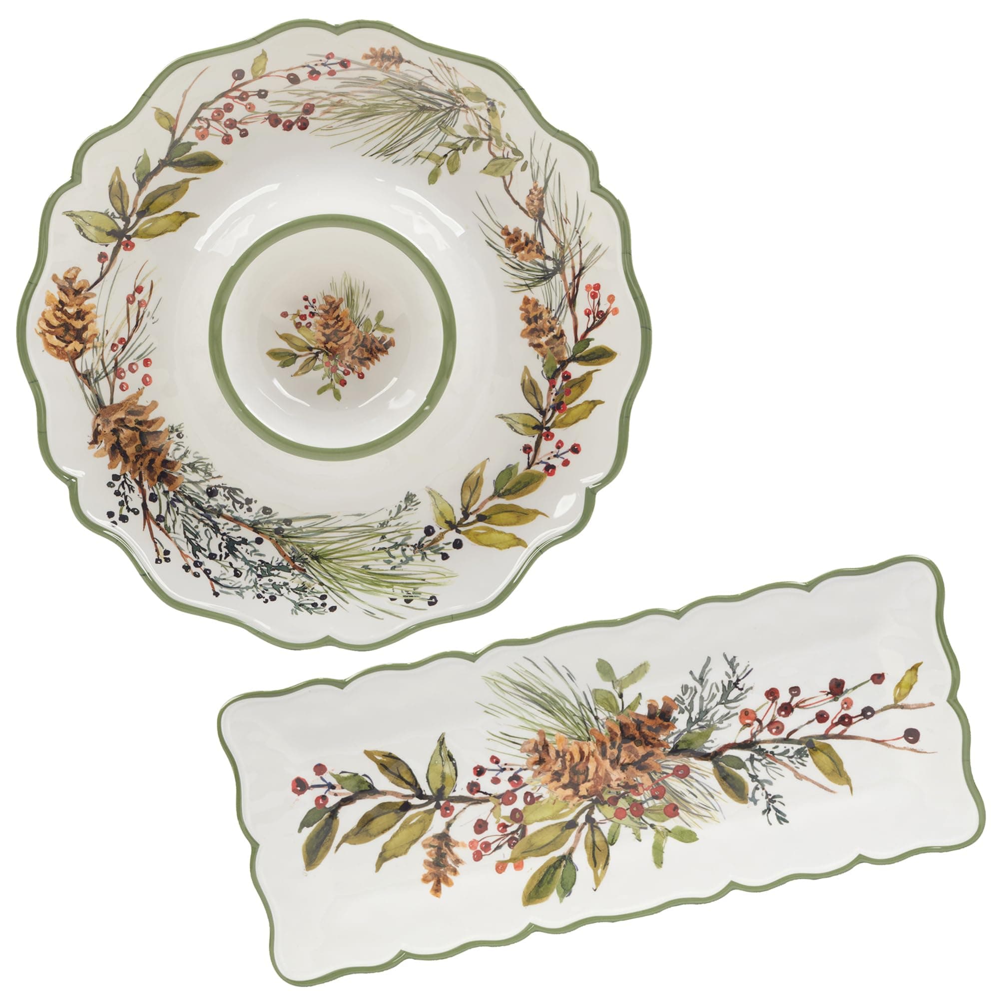 Certified InternationalWinters Forest Melamine 2 Pc Appetizer/Serving Set.,