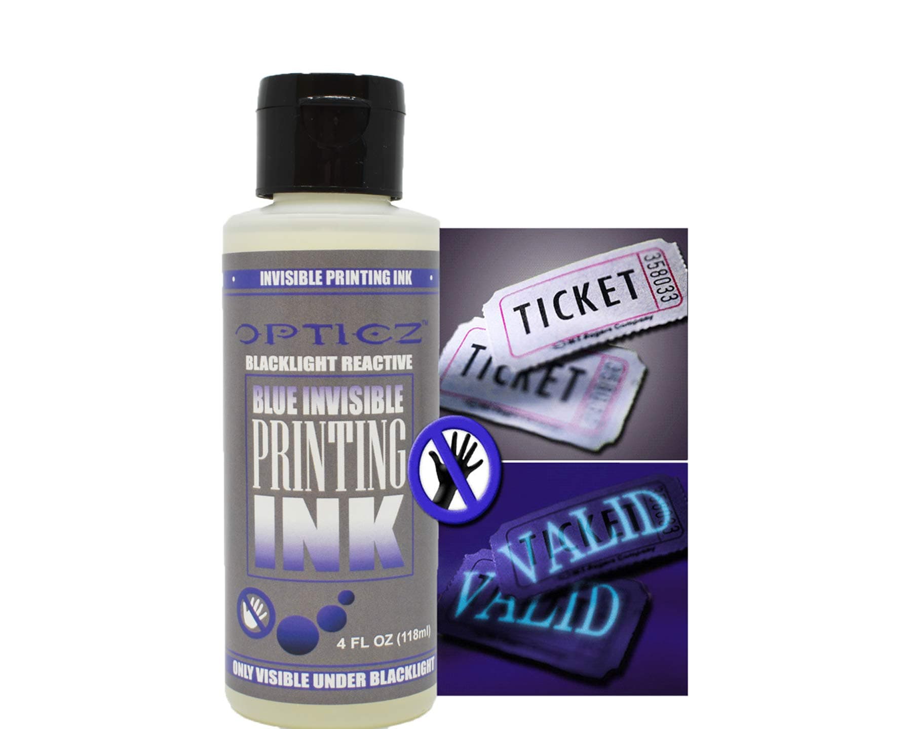 Industrial Invisible Blue UV Blacklight Reactive Security Ink (4 Ounce Bottle)