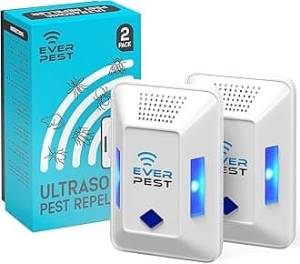 Ultrasonic Pest Control Repeller Plug in - 2 Pack Device Repels Cockroach Cricket Bug Flea Fruit Flies Deterrent, Ultrasound Insect Mice Roach Rat Scorpion Bat Squirrel Rodent Spider Wasp