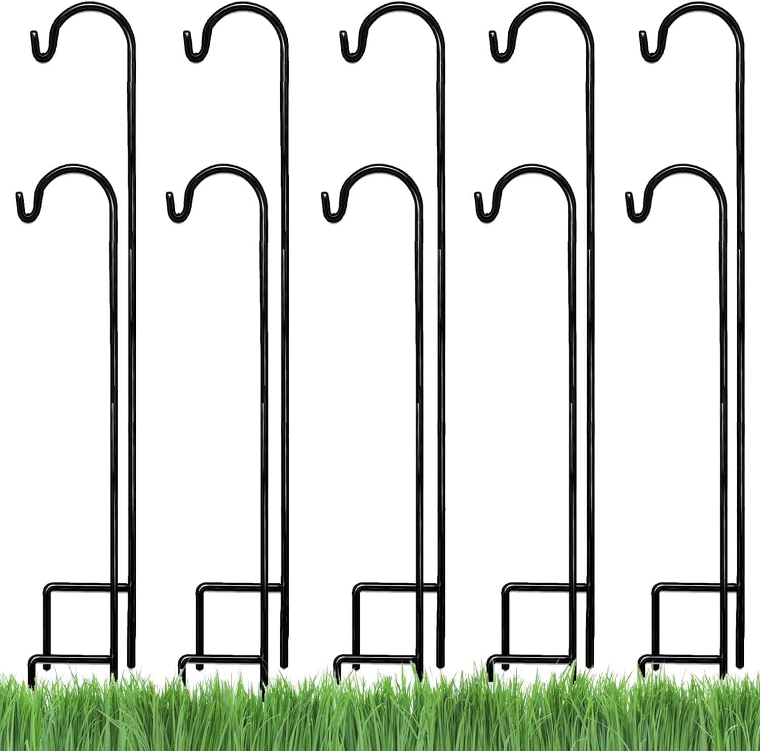 Ashman Shepherds Hook 10 Pack Black, 35 Inches Tall, Made of Premium Metal for Hanging Solar Light, Bird Feeders, Mason Jars, Garden Stake and Wedding Décor.