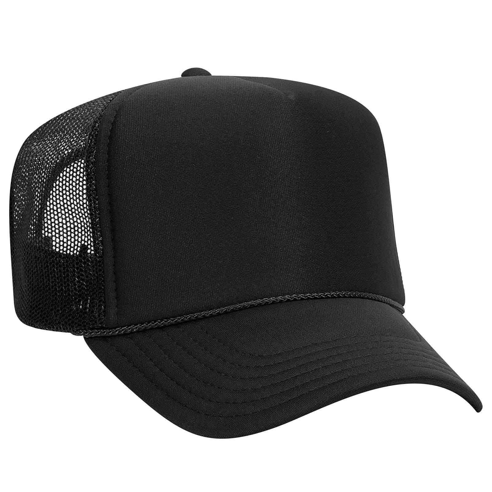 Otto Cap 5 Panel High Crown Mesh Back Trucker Hat Polyester Foam Front