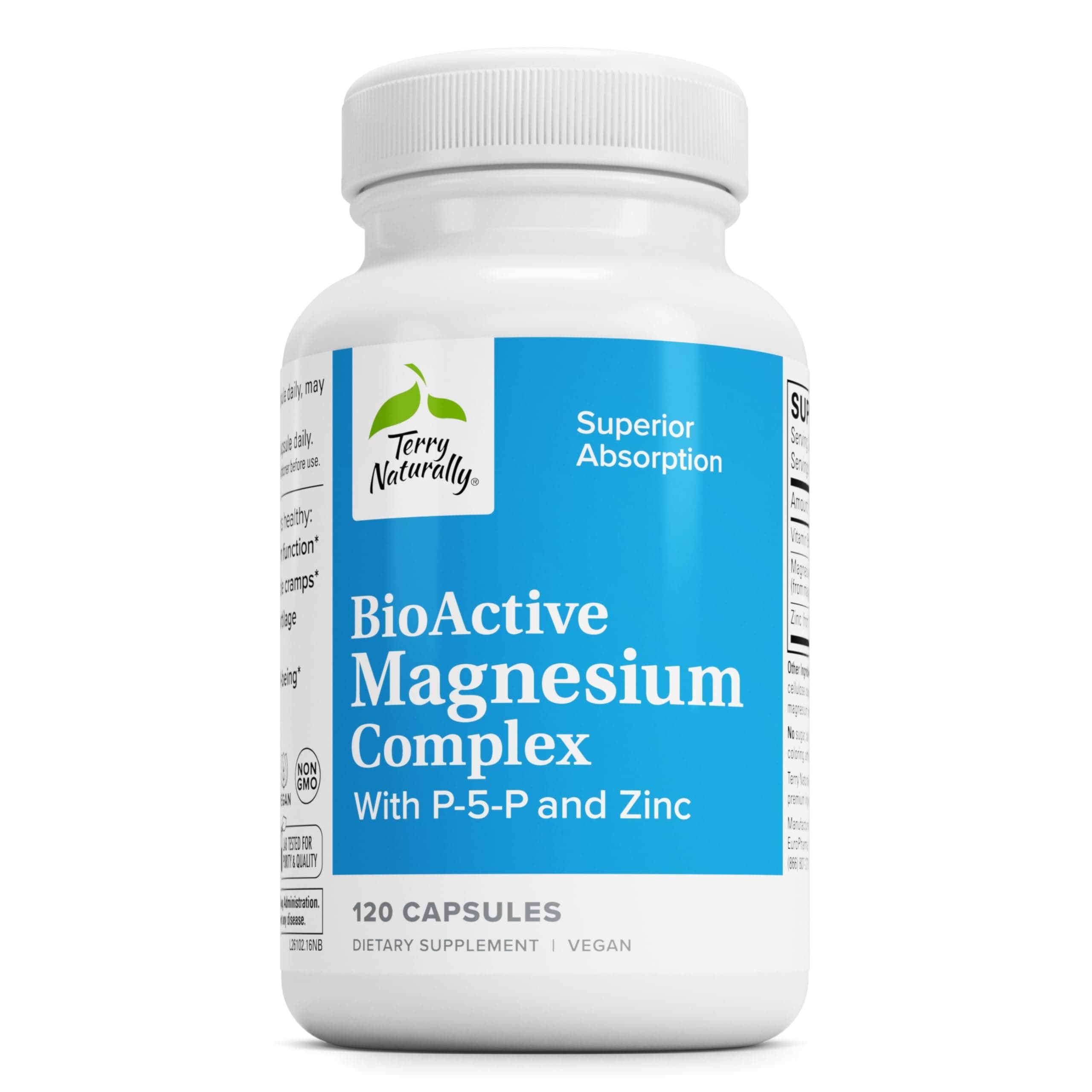 BioActive Magnesium Complex - Bone & Heart Health Support - Supplement with Vitamin B6, Zinc & Magnesium - Pyridoxal-5-Phosphate Vegan Capsule Supplement - 120 Capsules