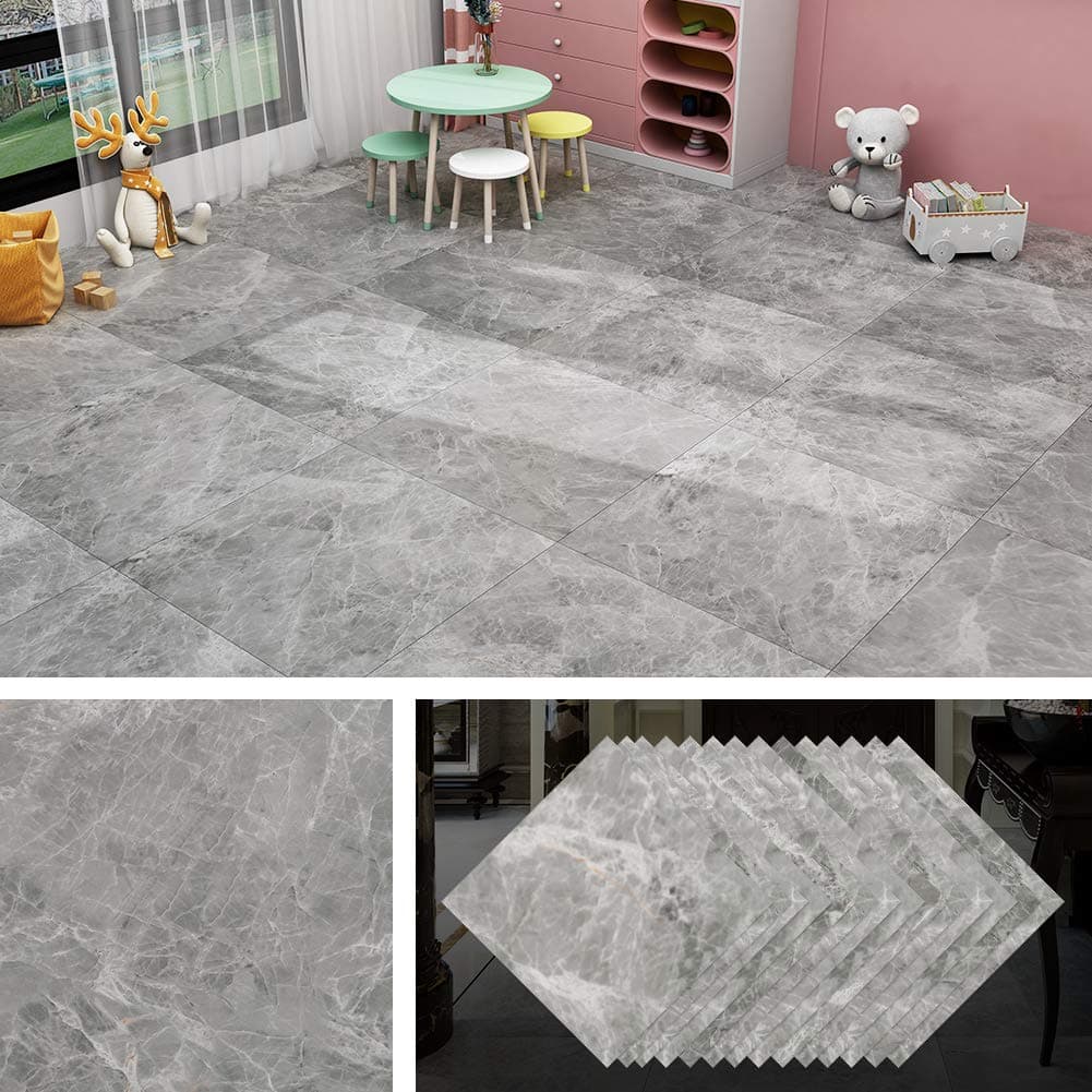 Concrete grey peel and stick flooring