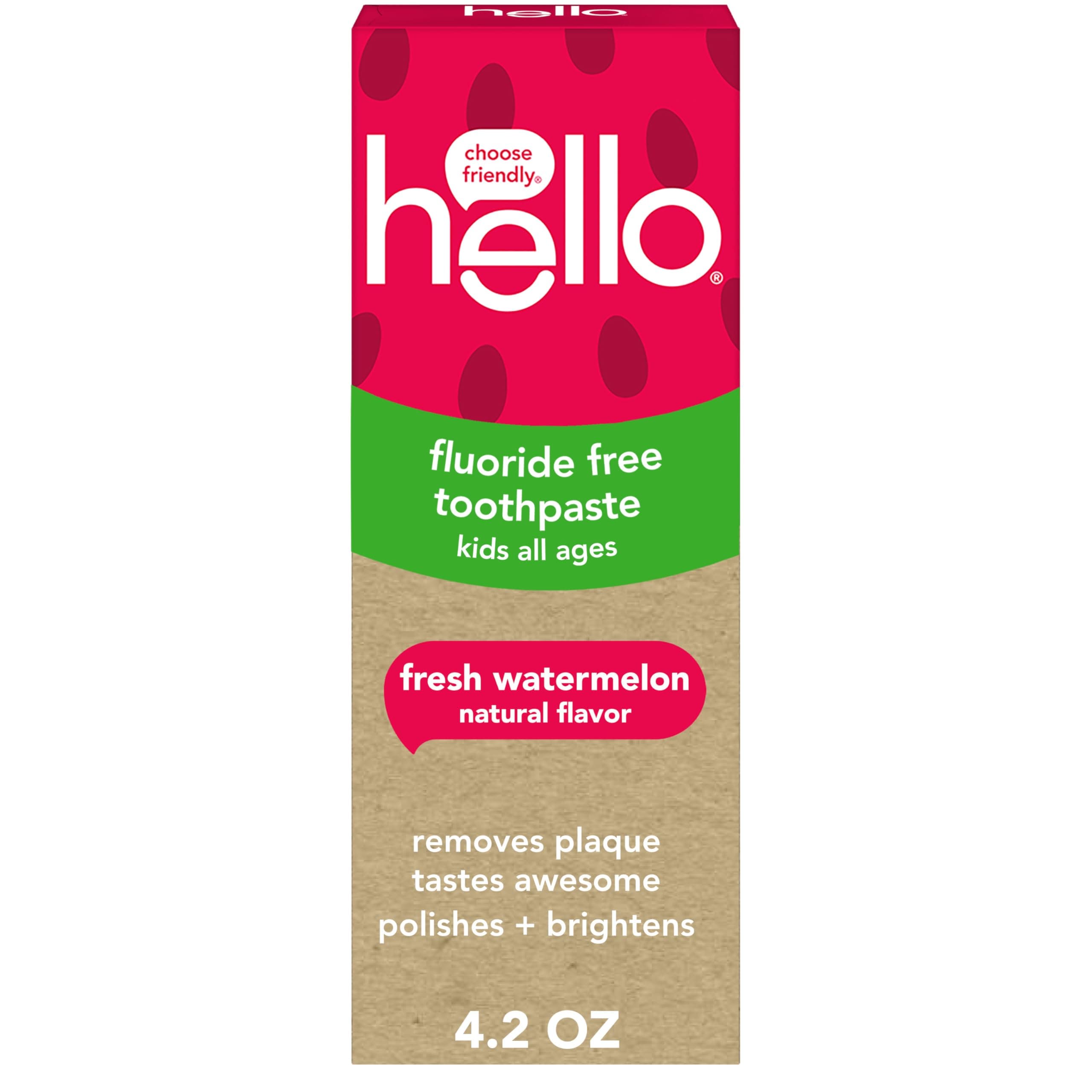 hello Fresh Watermelon Fluoride Free Kids Toothpaste, 4.2 Oz Tube