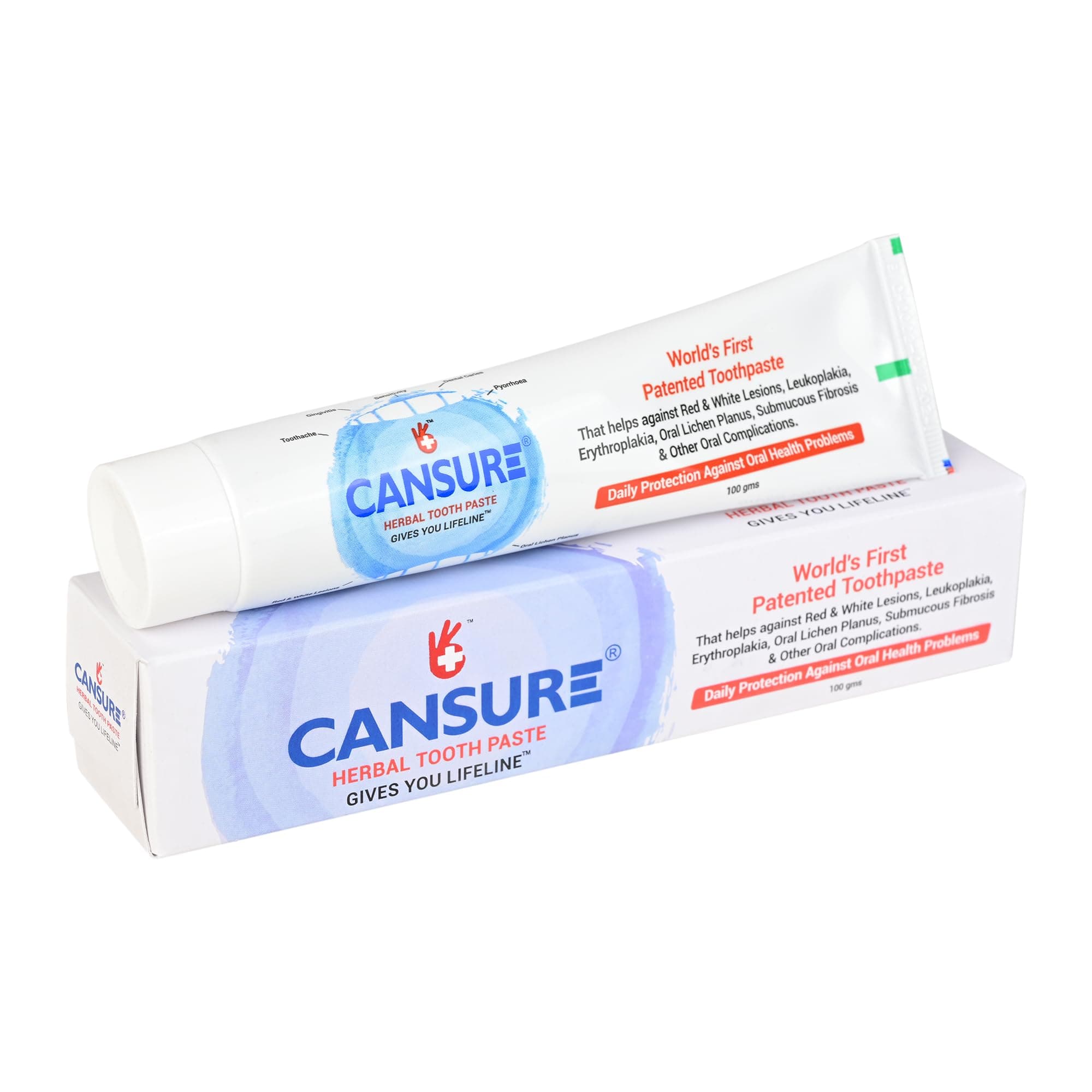 Cansure Toothpaste (Pack of 1) The World's First Patented Toothpaste for Oral Pre-cancerous Conditions*| Pre-malignant Red and White Lesions | Contains Nano Partical-based Patented Molecules with a