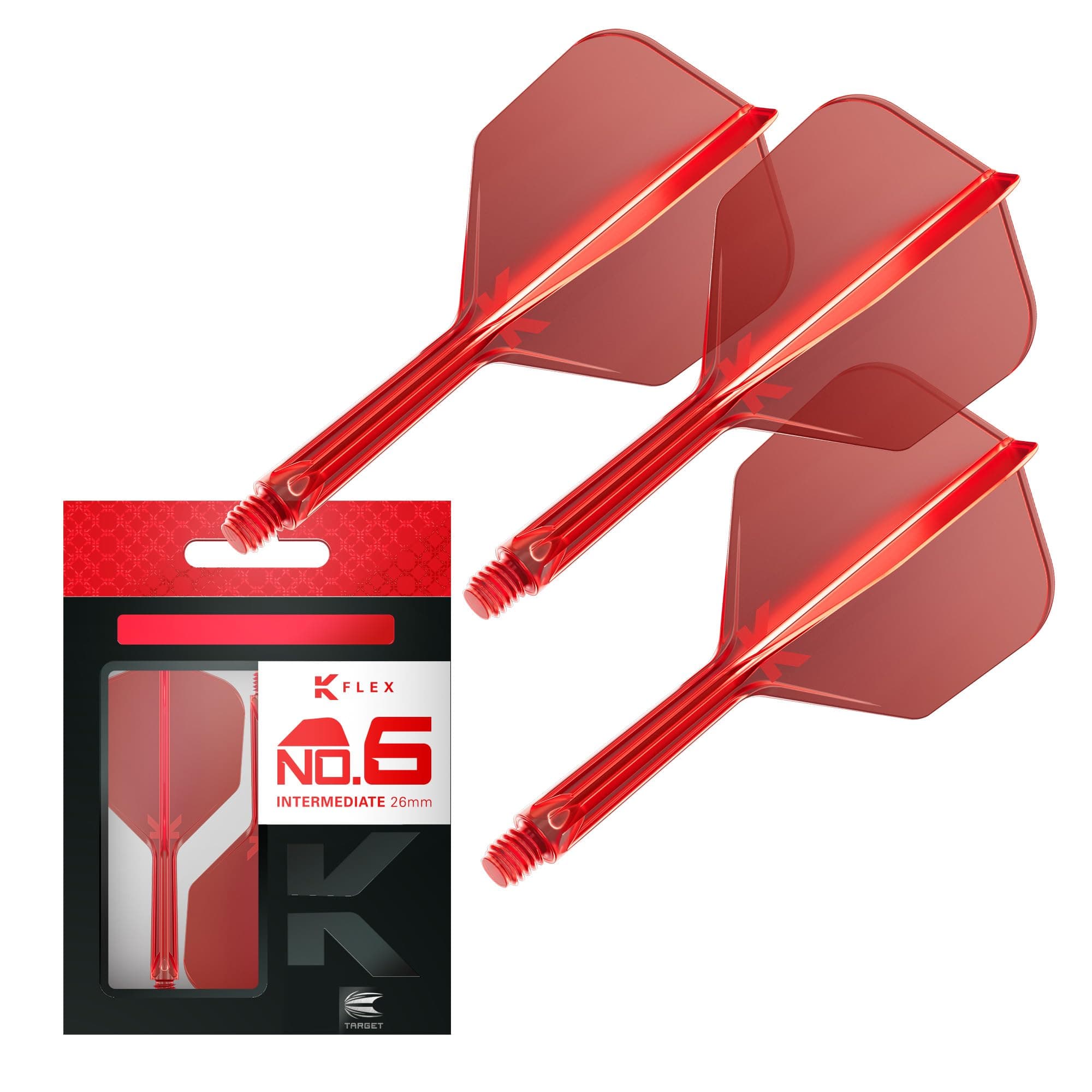 TARGET Darts K Flex Integrated Dart Flight and Shaft, No.6 | Pack of 3 K-Flex - No 6, Kflex Precision Moulded 2-in-1 Dart Flights and Dart Stem | Professional Dart Accessories