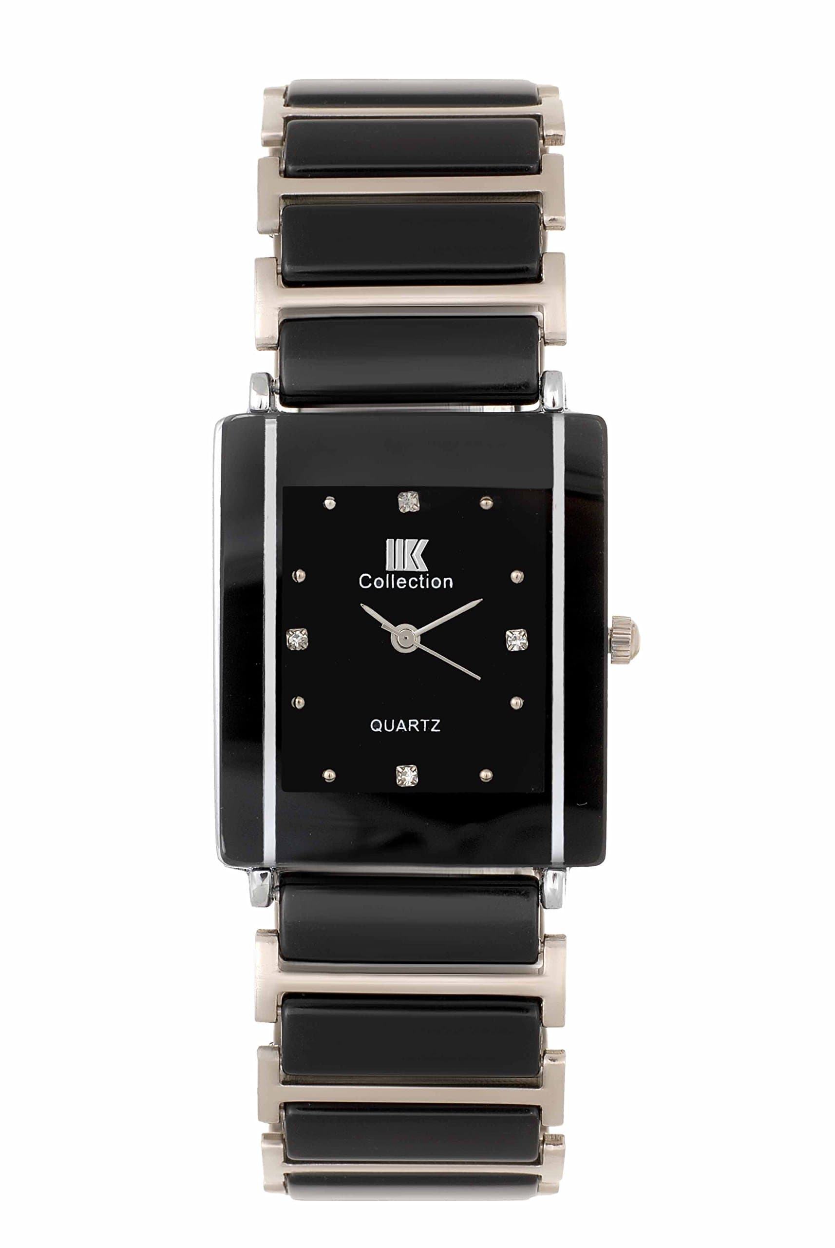 IIK COLLECTION Reactangle Studded Dial Metalic Bracelet Chain Strap Analogue Wrist Watch for Men and Boys