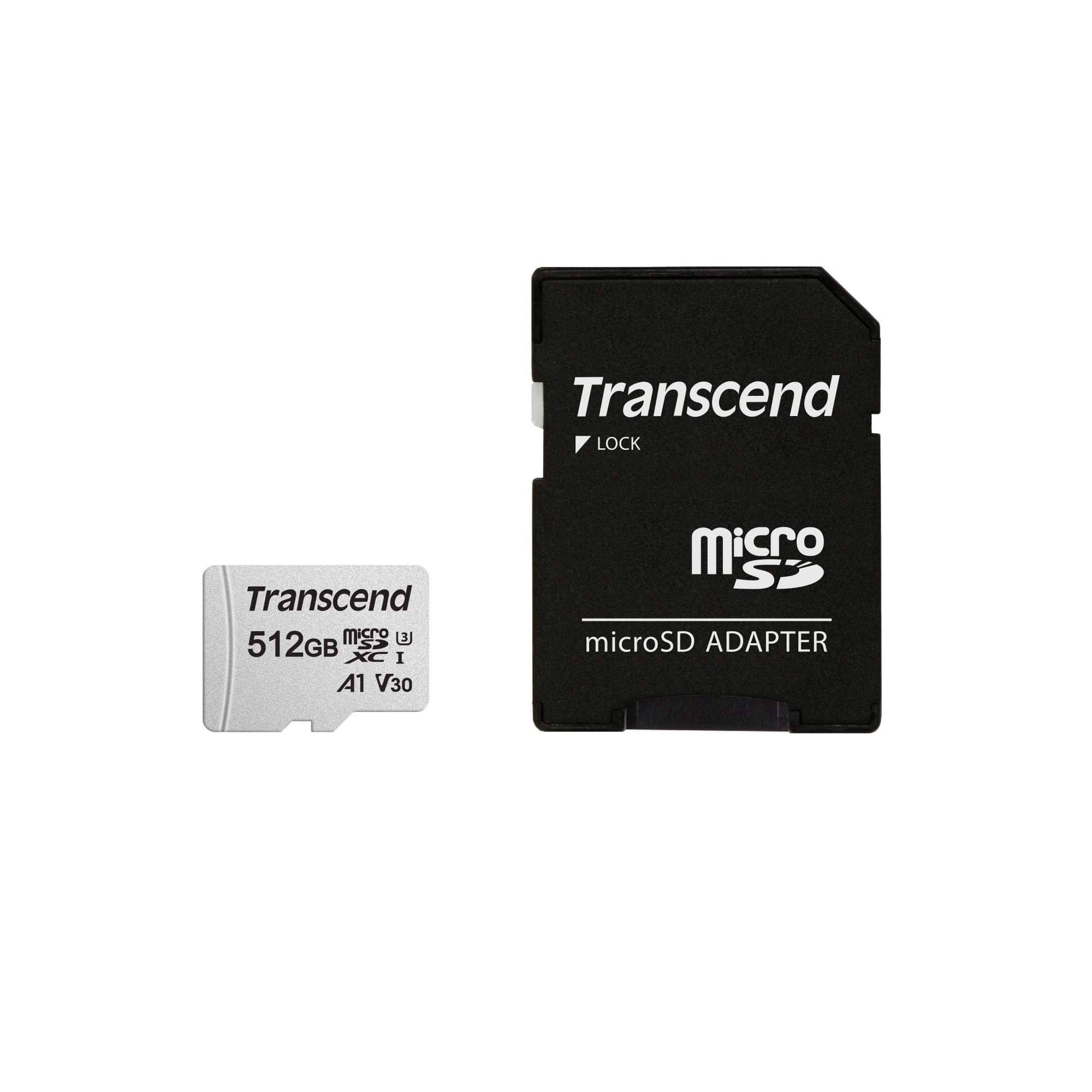 Transcend USD300 512GB microSDXC Micro SD Card A1 V30 UHS-I U3 C10, Up to 100MB/s, 4K UHD Video Memory Card w/Adapter for Steam Deck, ROG Ally, MSI Claw, GoPro, DJI, Insta360, Action Camera