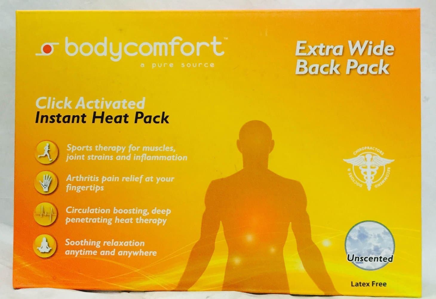 Bodycomfort Click Activated Instant Heat Pack-Extra Wide Back Pack