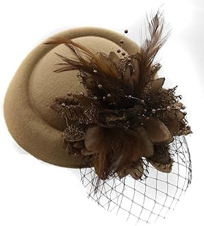 Pillbox Fascinator Hat for Women Weddings Bird Cage Veil Clip